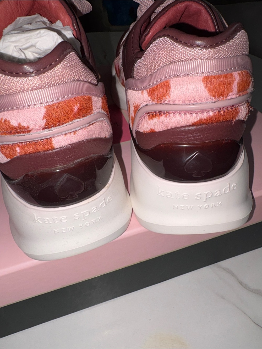 kate spade Pink, Burgundy & Orange Chunky Platform Sneakers - Picture 5 of 10